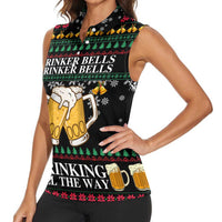 Drinker Bell Christmas Women Sleeveless Polo Shirt Funny Xmas Holiday Patterns - Wonder Print Shop