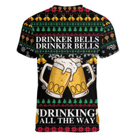 Drinker Bell Christmas Women V-Neck T-Shirt Funny Xmas Holiday Patterns - Wonder Print Shop