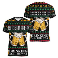 Drinker Bell Christmas Women V-Neck T-Shirt Funny Xmas Holiday Patterns - Wonder Print Shop