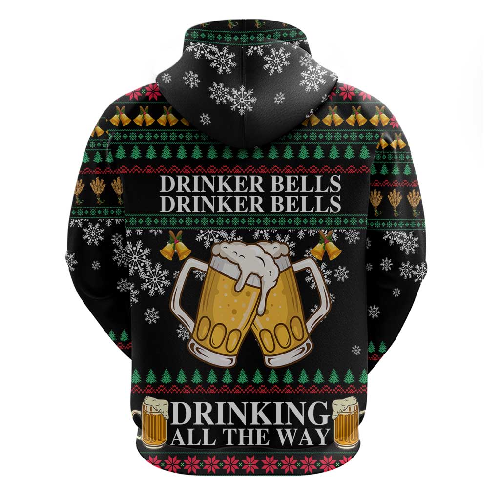 Drinker Bell Christmas Zip Hoodie Funny Xmas Holiday Patterns - Wonder Print Shop