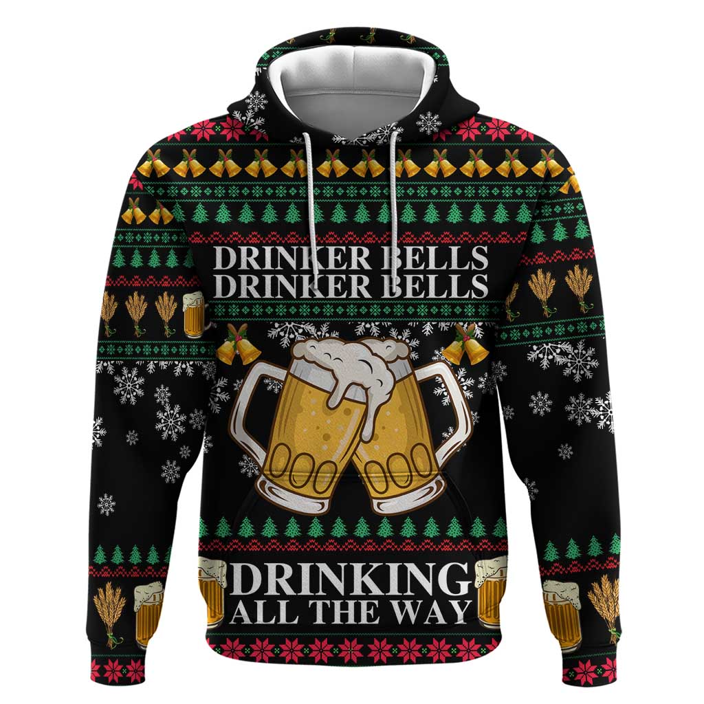 Drinker Bell Christmas Zip Hoodie Funny Xmas Holiday Patterns - Wonder Print Shop