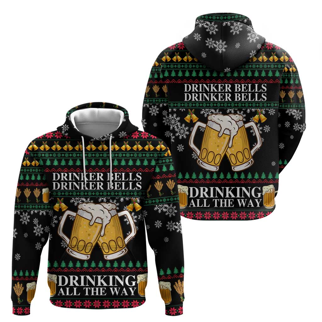 Drinker Bell Christmas Zip Hoodie Funny Xmas Holiday Patterns - Wonder Print Shop
