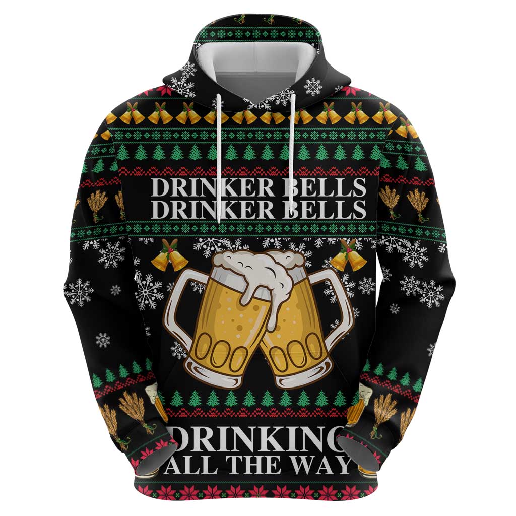 Drinker Bell Christmas Zip Hoodie Funny Xmas Holiday Patterns - Wonder Print Shop