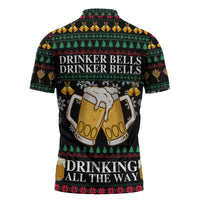 Drinker Bell Christmas Zipper Polo Shirt Funny Xmas Holiday Patterns - Wonder Print Shop