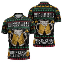 Drinker Bell Christmas Zipper Polo Shirt Funny Xmas Holiday Patterns - Wonder Print Shop