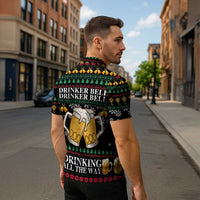 Drinker Bell Christmas Zipper Polo Shirt Funny Xmas Holiday Patterns - Wonder Print Shop