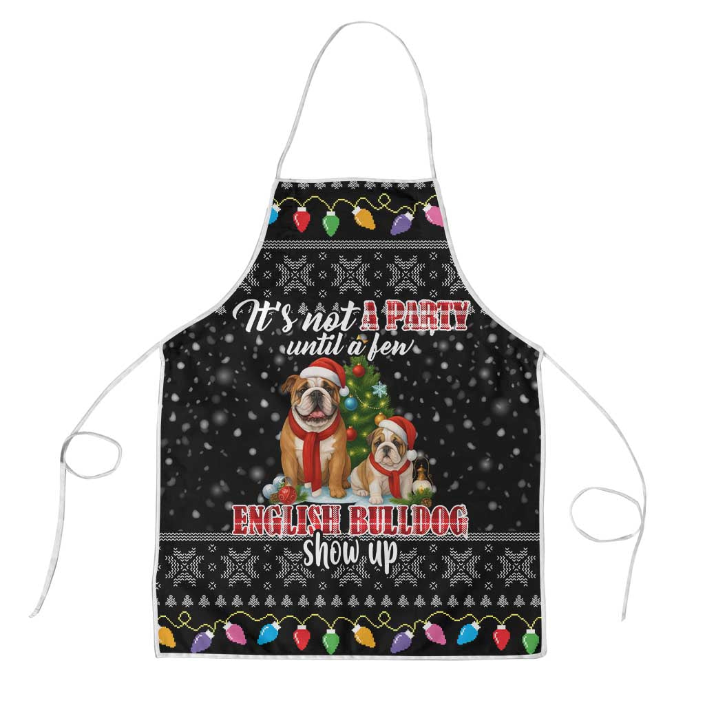English Bulldog Show Up Christmas Apron Funny Xmas Holiday Patterns - Wonder Print Shop