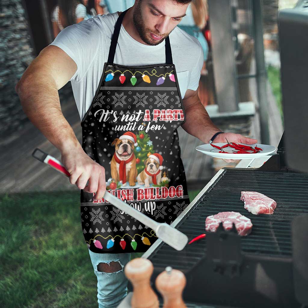 English Bulldog Show Up Christmas Apron Funny Xmas Holiday Patterns - Wonder Print Shop