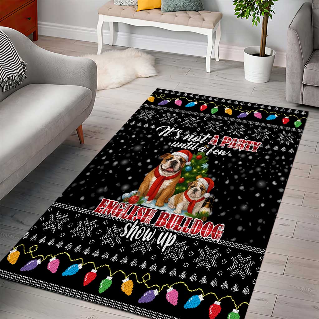 English Bulldog Show Up Christmas Area Rug Funny Xmas Holiday Patterns - Wonder Print Shop