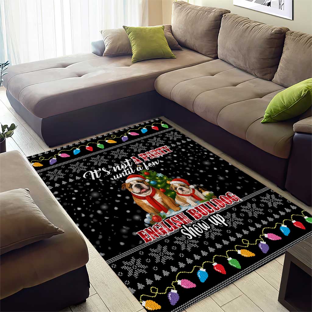 English Bulldog Show Up Christmas Area Rug Funny Xmas Holiday Patterns - Wonder Print Shop