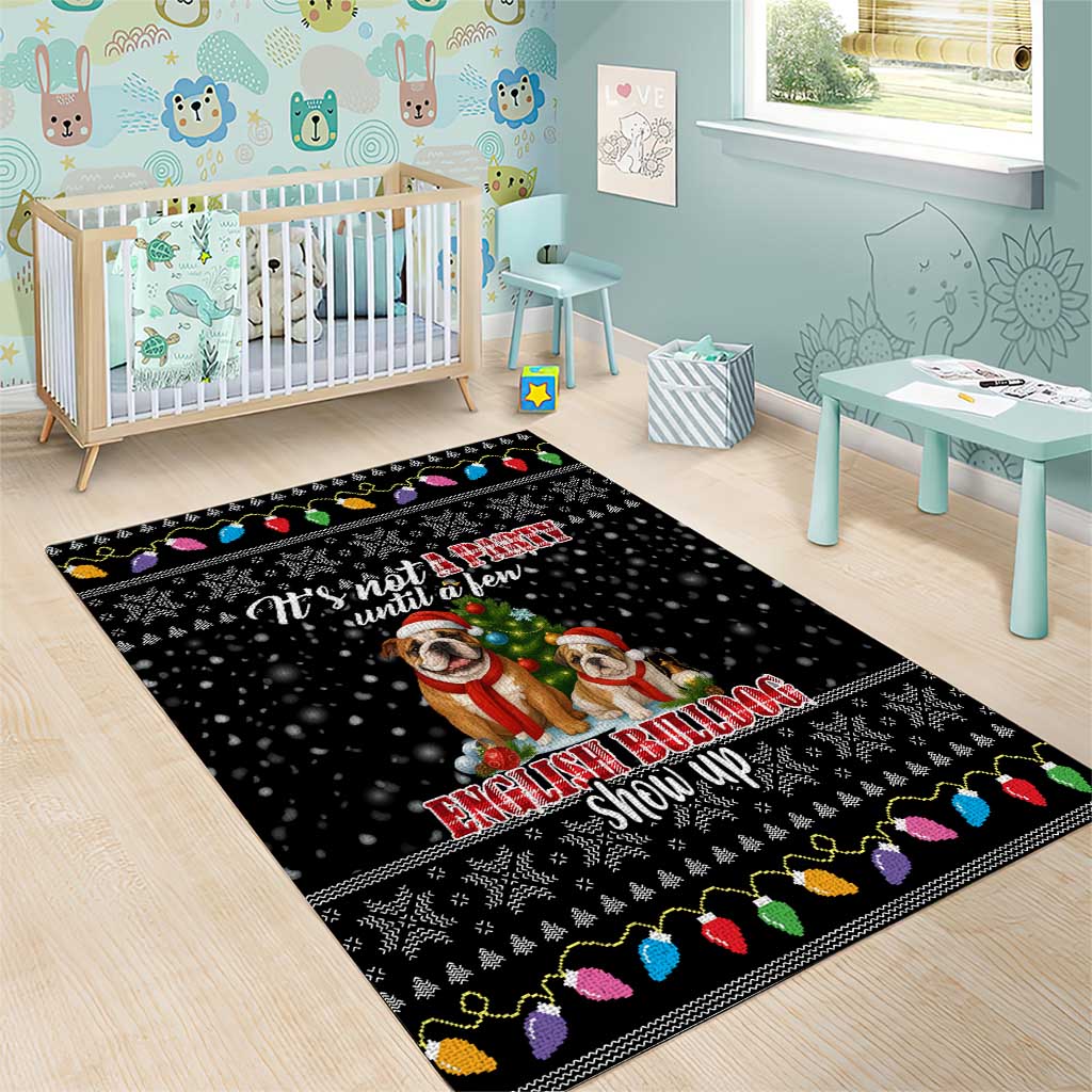 English Bulldog Show Up Christmas Area Rug Funny Xmas Holiday Patterns - Wonder Print Shop