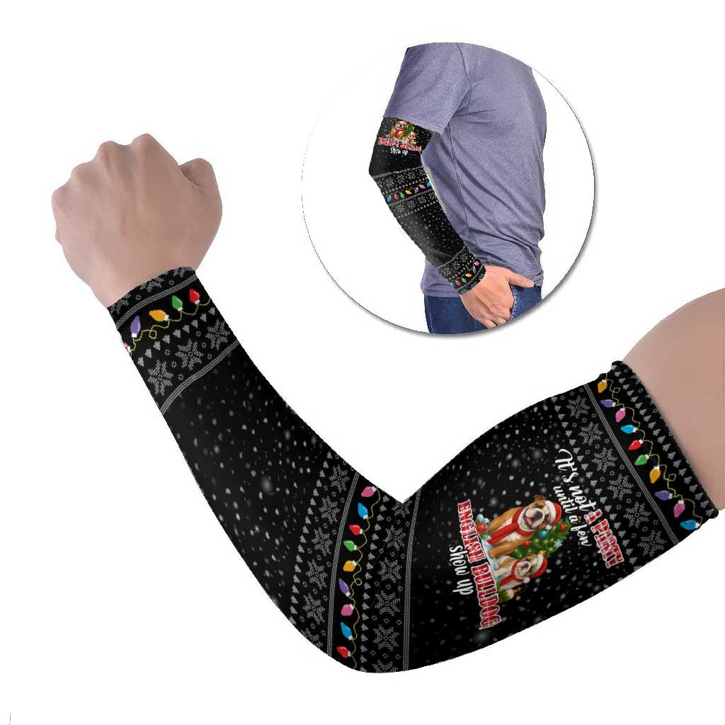 English Bulldog Show Up Christmas Arm Sleeves Funny Xmas Holiday Patterns - Wonder Print Shop