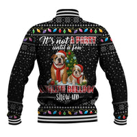 English Bulldog Show Up Christmas Baseball Jacket Funny Xmas Holiday Patterns - Wonder Print Shop