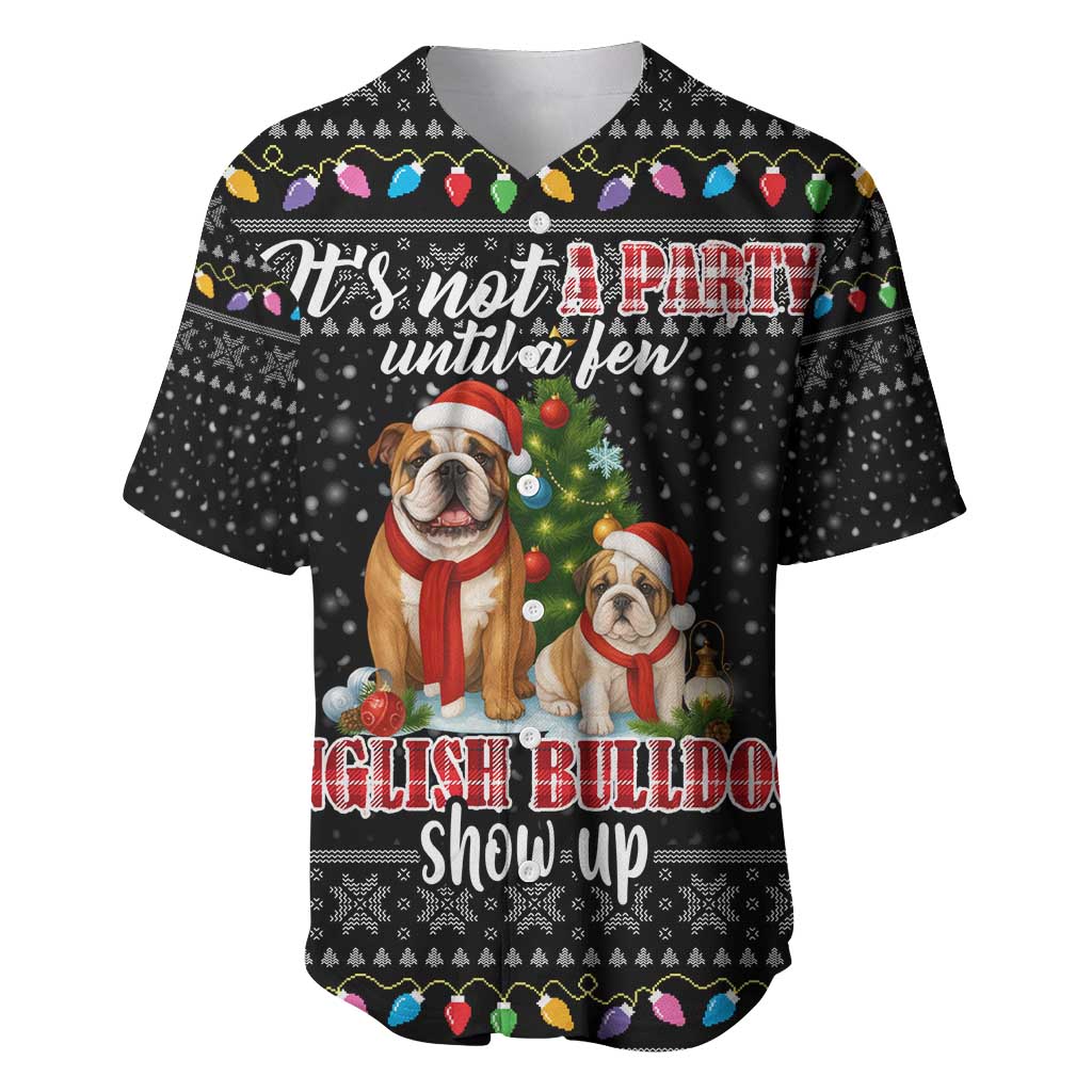 English Bulldog Show Up Christmas Baseball Jersey Funny Xmas Holiday Patterns - Wonder Print Shop