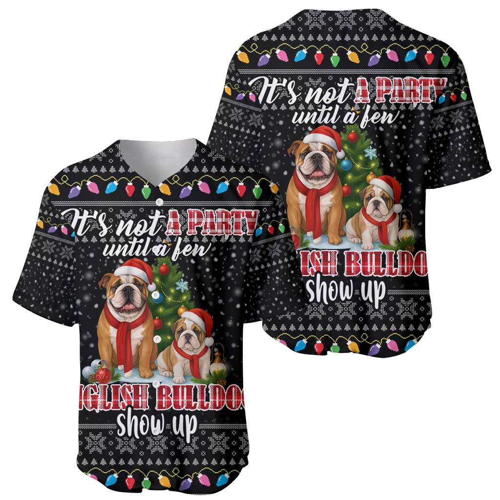 English Bulldog Show Up Christmas Baseball Jersey Funny Xmas Holiday Patterns - Wonder Print Shop