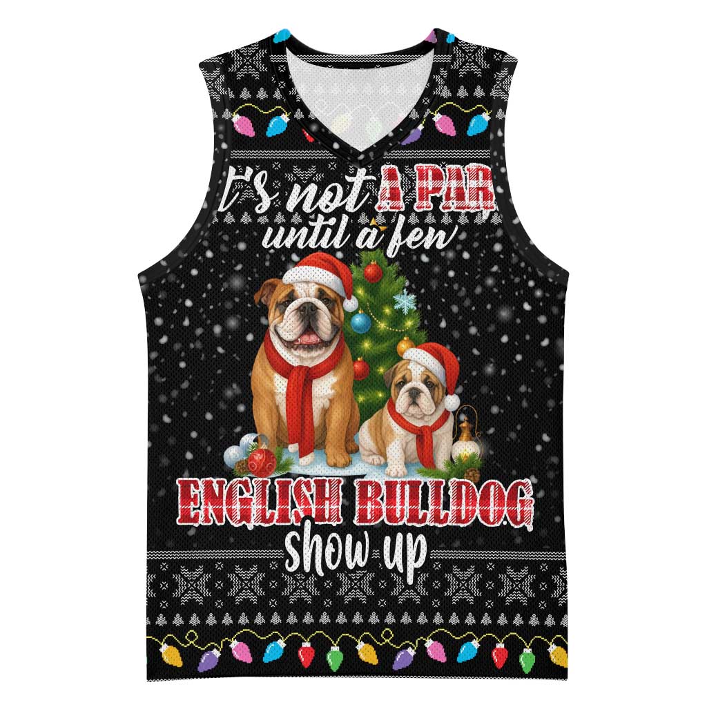 English Bulldog Show Up Christmas Basketball Jersey Funny Xmas Holiday Patterns - Wonder Print Shop