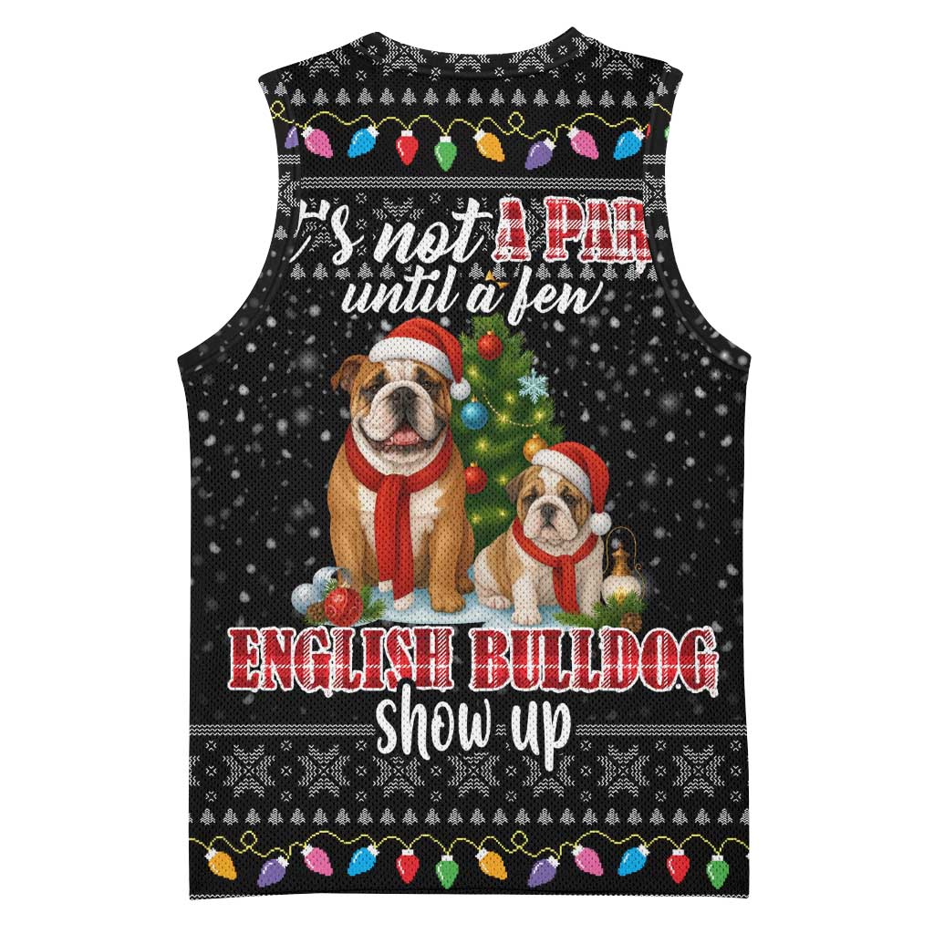 English Bulldog Show Up Christmas Basketball Jersey Funny Xmas Holiday Patterns - Wonder Print Shop