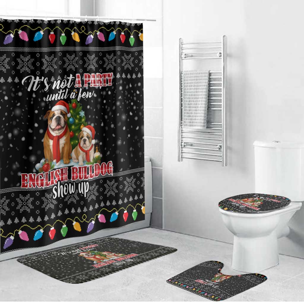 English Bulldog Show Up Christmas Bathroom Set Funny Xmas Holiday Patterns - Wonder Print Shop
