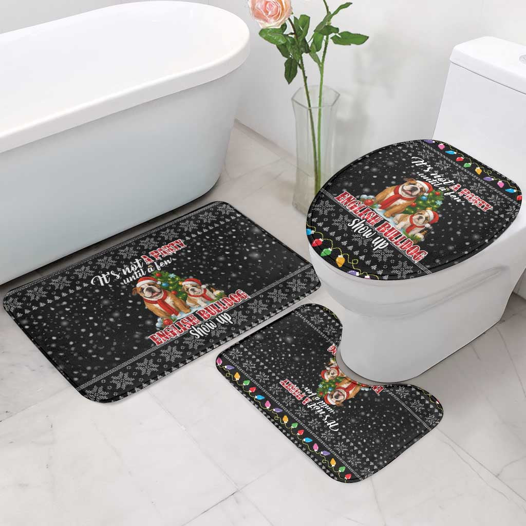 English Bulldog Show Up Christmas Bathroom Set Funny Xmas Holiday Patterns - Wonder Print Shop
