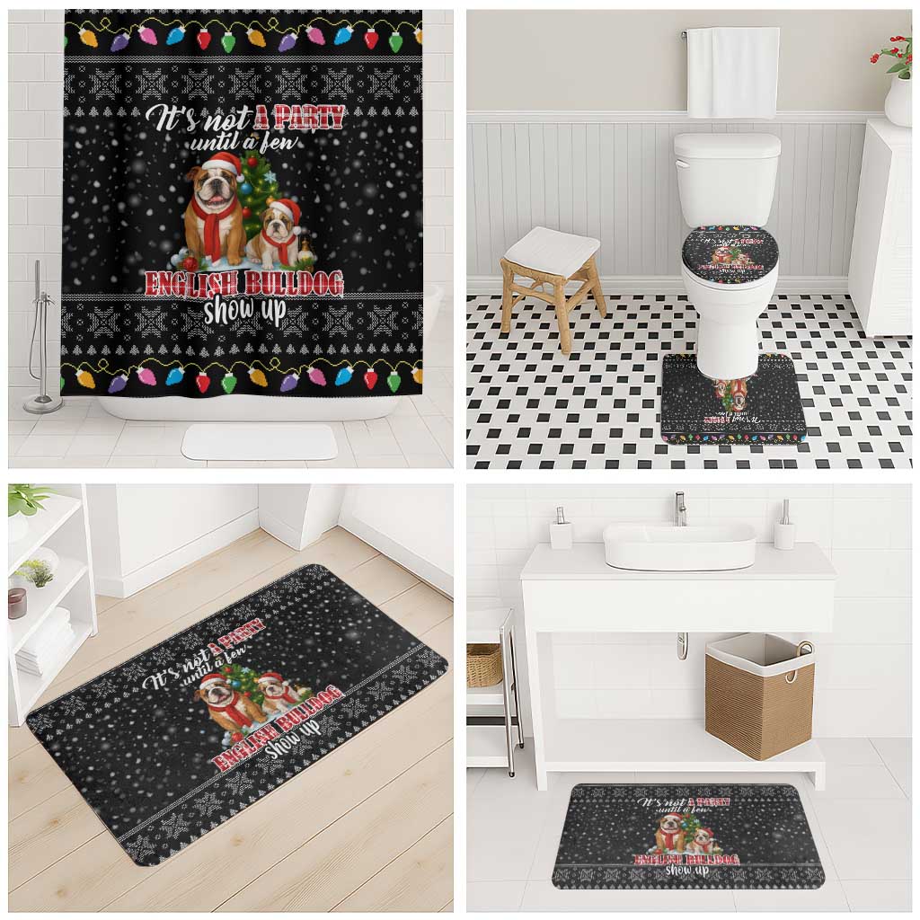 English Bulldog Show Up Christmas Bathroom Set Funny Xmas Holiday Patterns - Wonder Print Shop