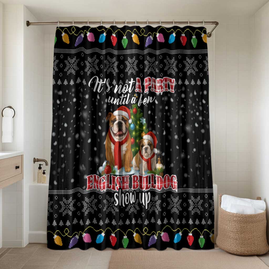 English Bulldog Show Up Christmas Bathroom Set Funny Xmas Holiday Patterns - Wonder Print Shop