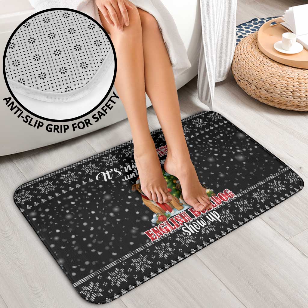 English Bulldog Show Up Christmas Bathroom Set Funny Xmas Holiday Patterns - Wonder Print Shop