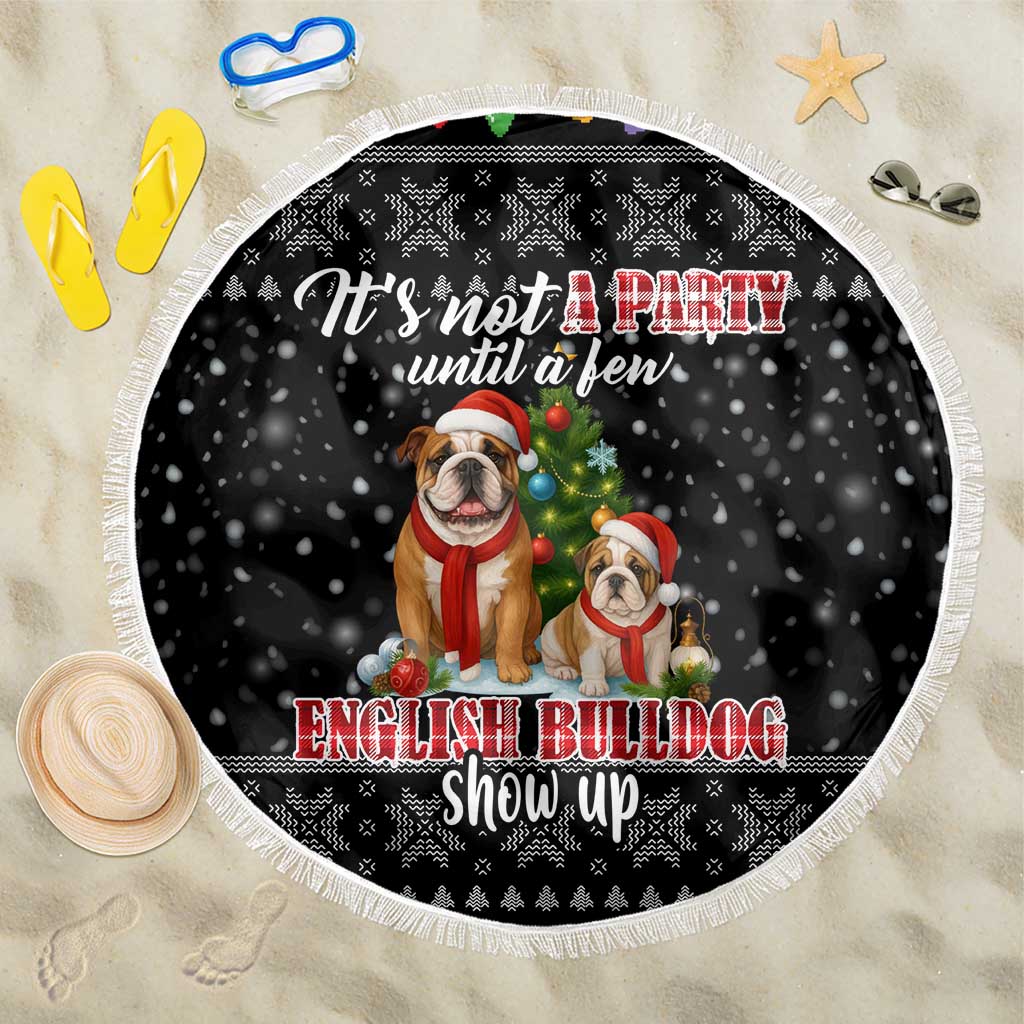 English Bulldog Show Up Christmas Beach Blanket Funny Xmas Holiday Patterns - Wonder Print Shop