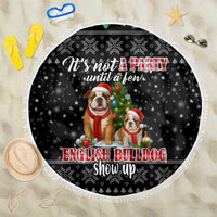 English Bulldog Show Up Christmas Beach Blanket Funny Xmas Holiday Patterns - Wonder Print Shop