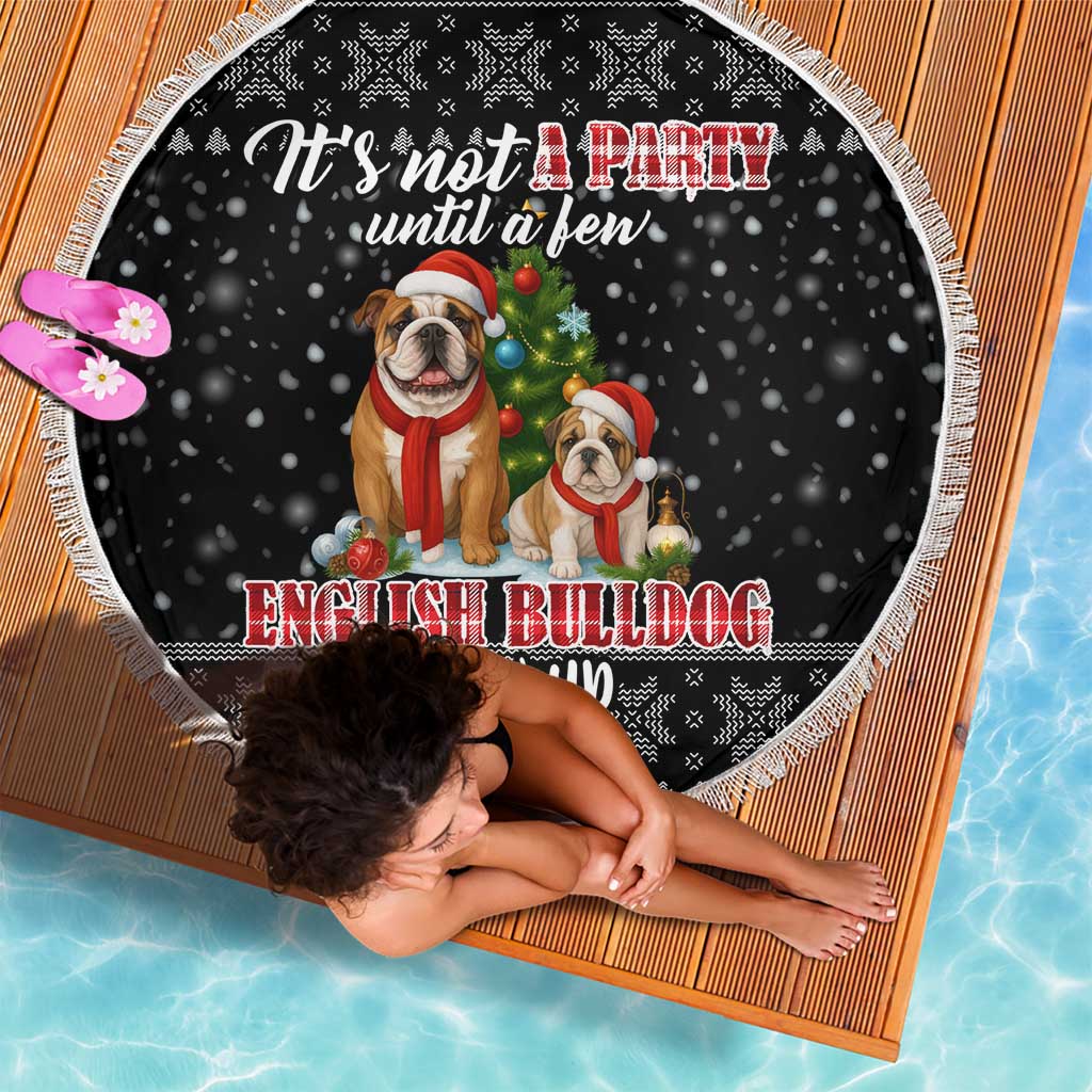 English Bulldog Show Up Christmas Beach Blanket Funny Xmas Holiday Patterns - Wonder Print Shop