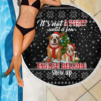 English Bulldog Show Up Christmas Beach Blanket Funny Xmas Holiday Patterns - Wonder Print Shop