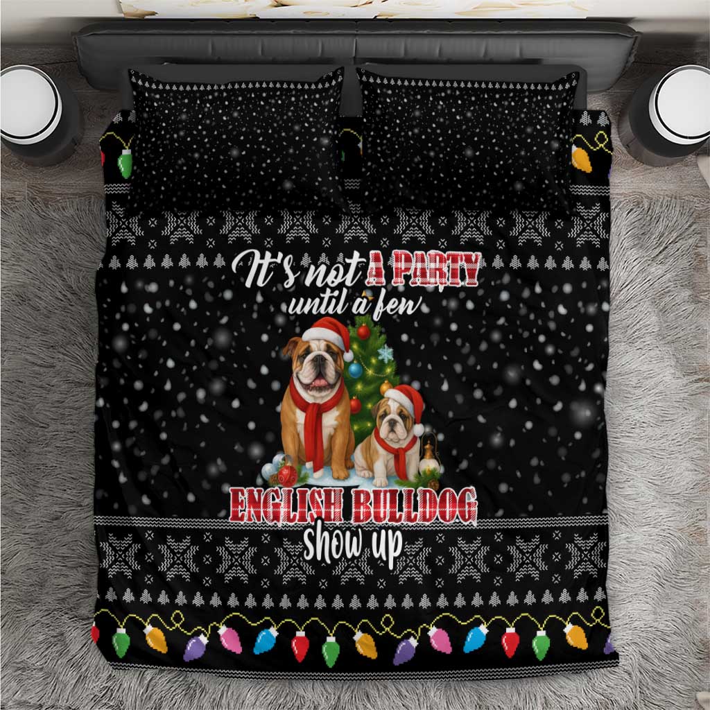 English Bulldog Show Up Christmas Bedding Set Funny Xmas Holiday Patterns - Wonder Print Shop