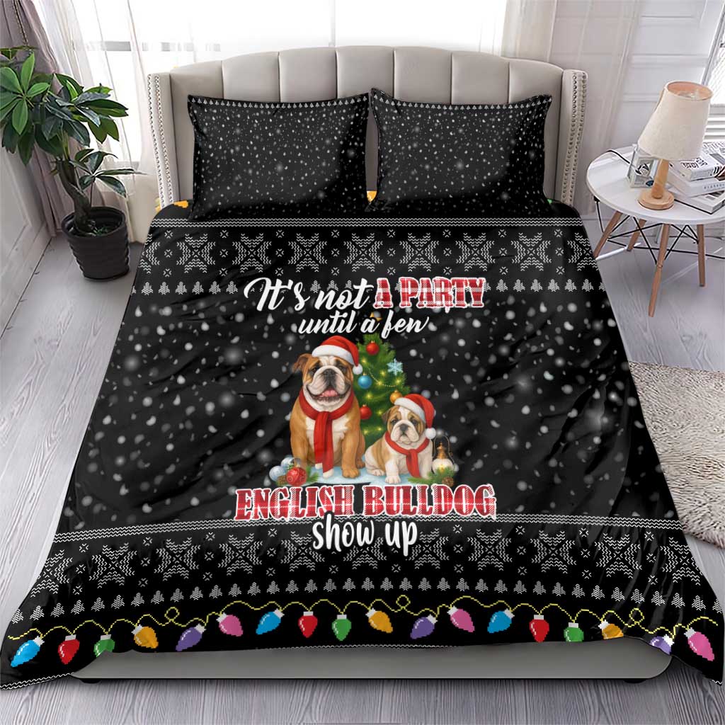 English Bulldog Show Up Christmas Bedding Set Funny Xmas Holiday Patterns - Wonder Print Shop