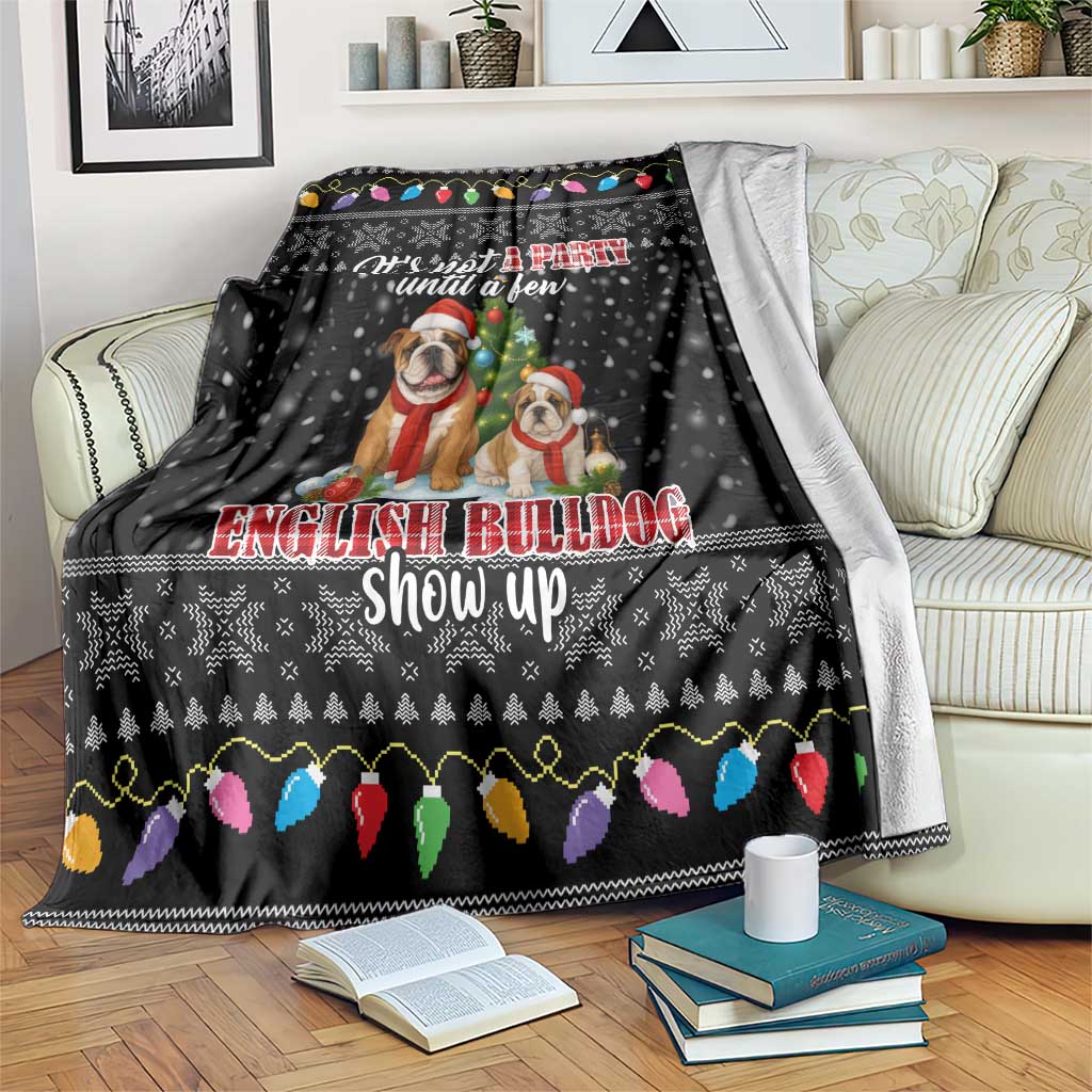 English Bulldog Show Up Christmas Blanket Funny Xmas Holiday Patterns - Wonder Print Shop