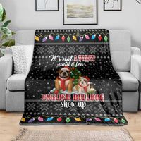 English Bulldog Show Up Christmas Blanket Funny Xmas Holiday Patterns - Wonder Print Shop