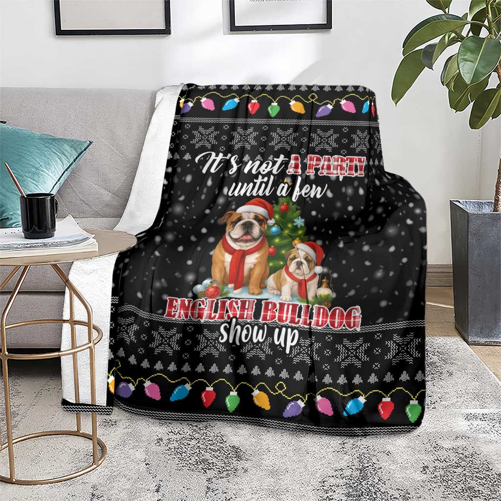 English Bulldog Show Up Christmas Blanket Funny Xmas Holiday Patterns - Wonder Print Shop