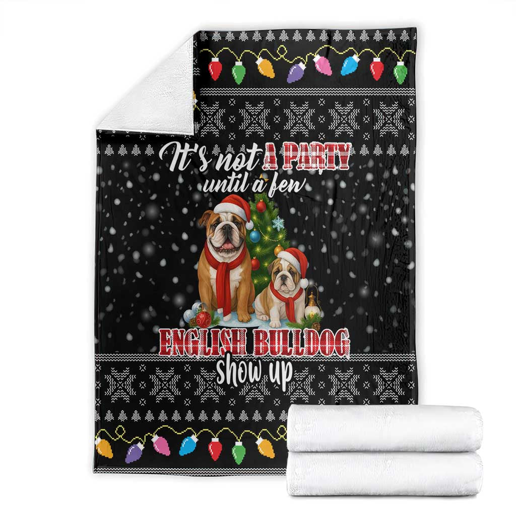 English Bulldog Show Up Christmas Blanket Funny Xmas Holiday Patterns - Wonder Print Shop