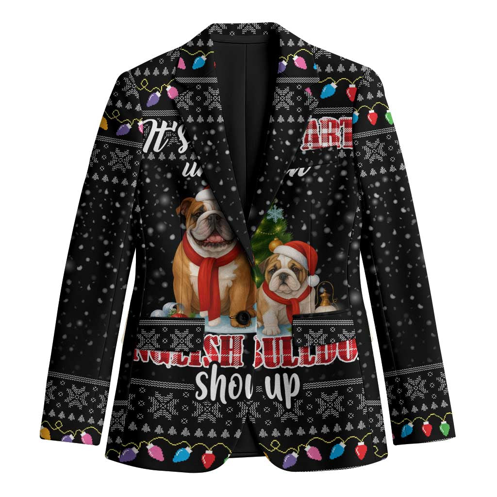English Bulldog Show Up Christmas Blazer Funny Xmas Holiday Patterns - Wonder Print Shop