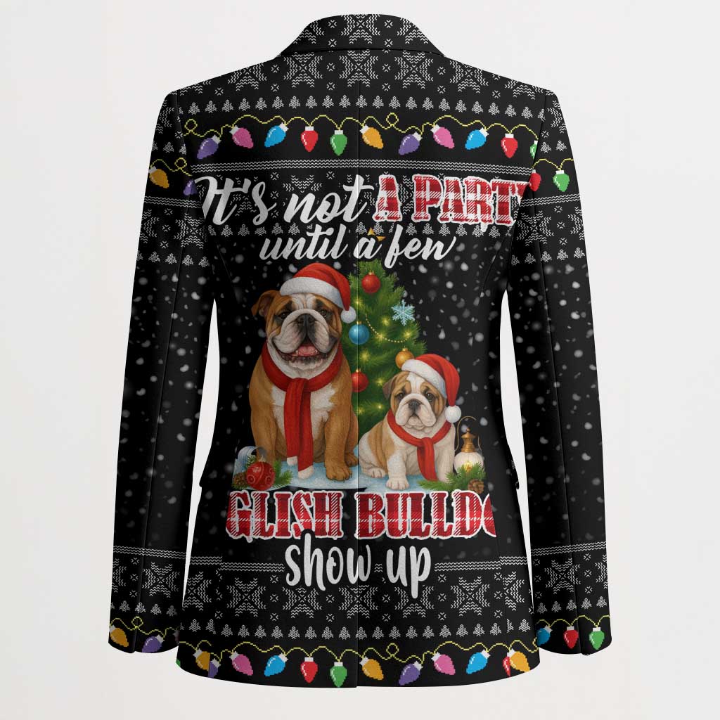 English Bulldog Show Up Christmas Blazer Funny Xmas Holiday Patterns - Wonder Print Shop