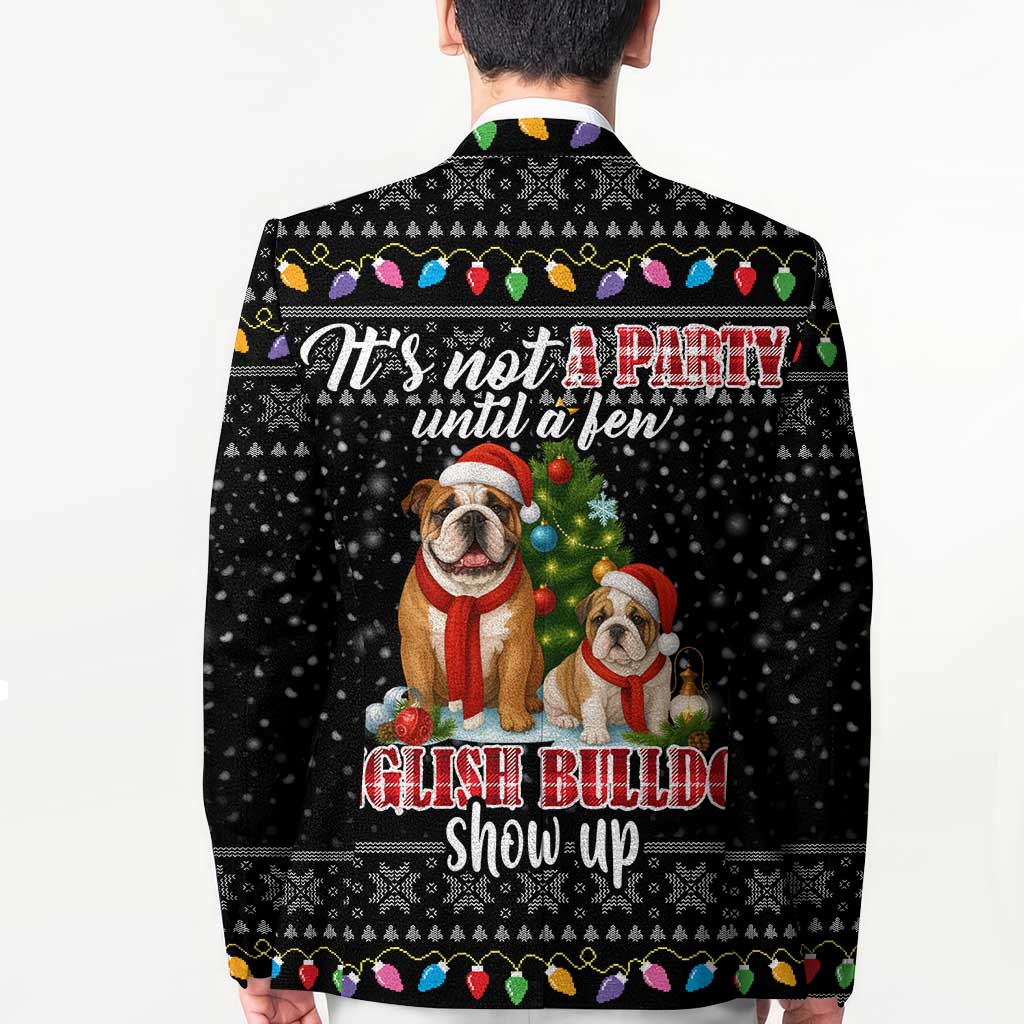 English Bulldog Show Up Christmas Blazer Funny Xmas Holiday Patterns - Wonder Print Shop