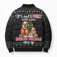 English Bulldog Show Up Christmas Bomber Puffer Jacket Funny Xmas Holiday Patterns - Wonder Print Shop
