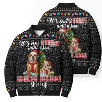 English Bulldog Show Up Christmas Bomber Puffer Jacket Funny Xmas Holiday Patterns - Wonder Print Shop
