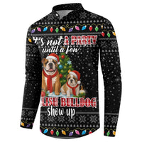 English Bulldog Show Up Christmas Button Sweatshirt Funny Xmas Holiday Patterns - Wonder Print Shop