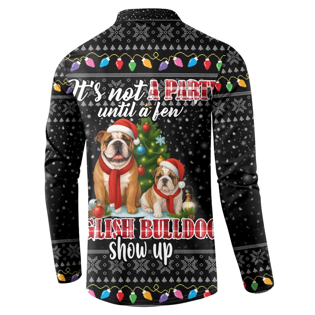 English Bulldog Show Up Christmas Button Sweatshirt Funny Xmas Holiday Patterns - Wonder Print Shop