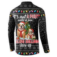 English Bulldog Show Up Christmas Button Sweatshirt Funny Xmas Holiday Patterns - Wonder Print Shop