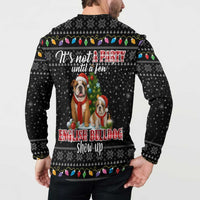 English Bulldog Show Up Christmas Button Sweatshirt Funny Xmas Holiday Patterns - Wonder Print Shop
