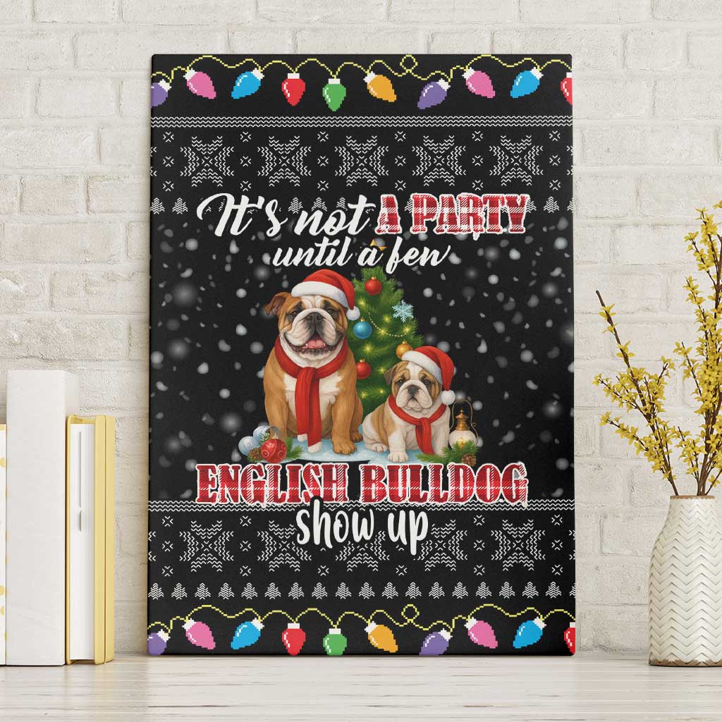 English Bulldog Show Up Christmas Canvas Wall Art Funny Xmas Holiday Patterns - Wonder Print Shop