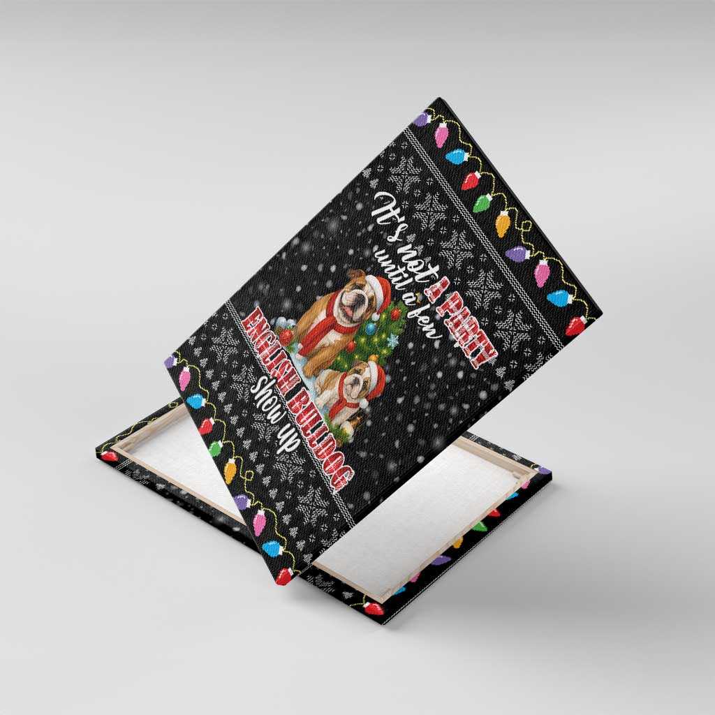 English Bulldog Show Up Christmas Canvas Wall Art Funny Xmas Holiday Patterns - Wonder Print Shop