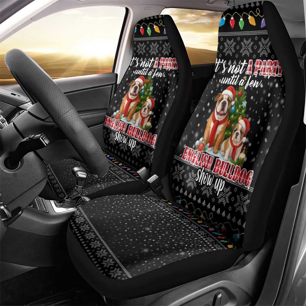 English Bulldog Show Up Christmas Car Seat Cover Funny Xmas Holiday Patterns - Wonder Print Shop