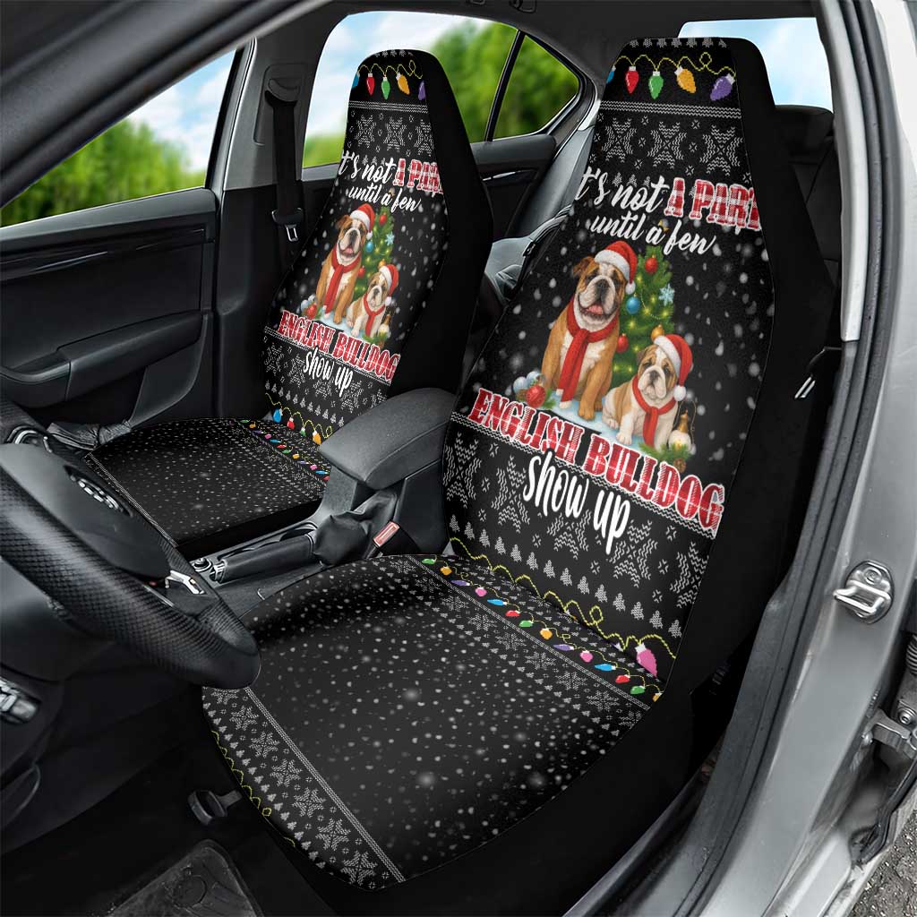 English Bulldog Show Up Christmas Car Seat Cover Funny Xmas Holiday Patterns - Wonder Print Shop
