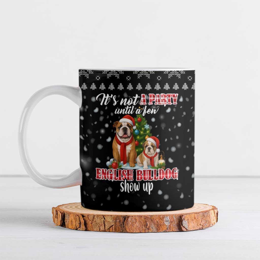 English Bulldog Show Up Christmas Ceramic Mug Funny Xmas Holiday Patterns - Wonder Print Shop